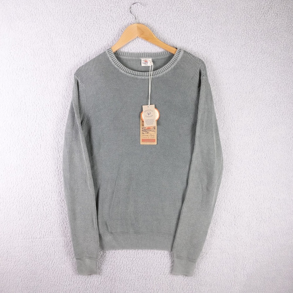 Faherty Sunwashed Crewneck Sweater Mens M Mountain Olive Organic Cotton MYF2313
